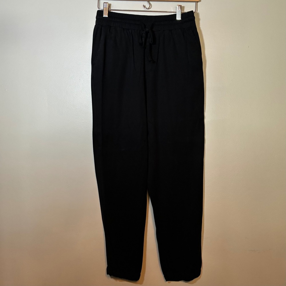 Forever 21 Womens Black Elastic Drawstring Waist Tapered Jogger Work Pants Small